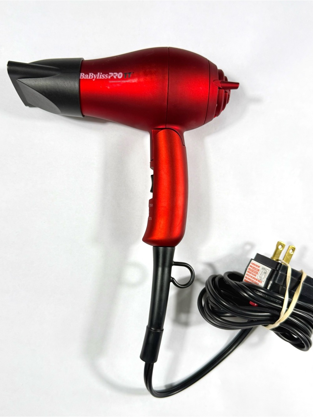 Babyliss Pro TT 1500 Hair Blow Dryer Travel Size Red With Attachments Pre-owned - Picture 7 of 8